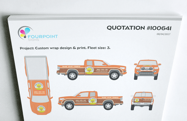 Example of vehicle template used in a wrap